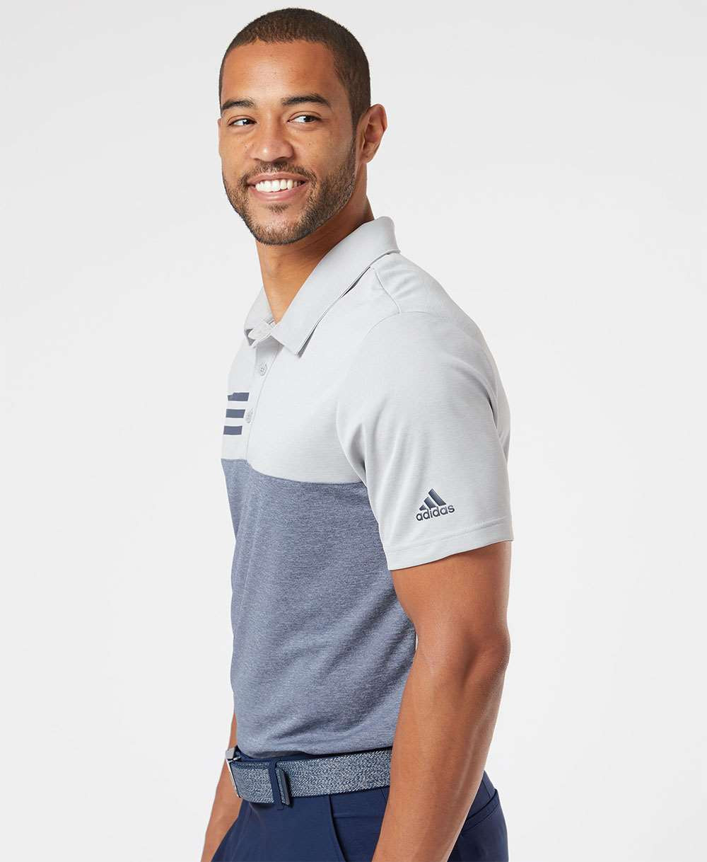 no-logo Adidas Heathered Colorblock 3-Stripes Sport Shirt-Men's Polos-Adidas-Thread Logic