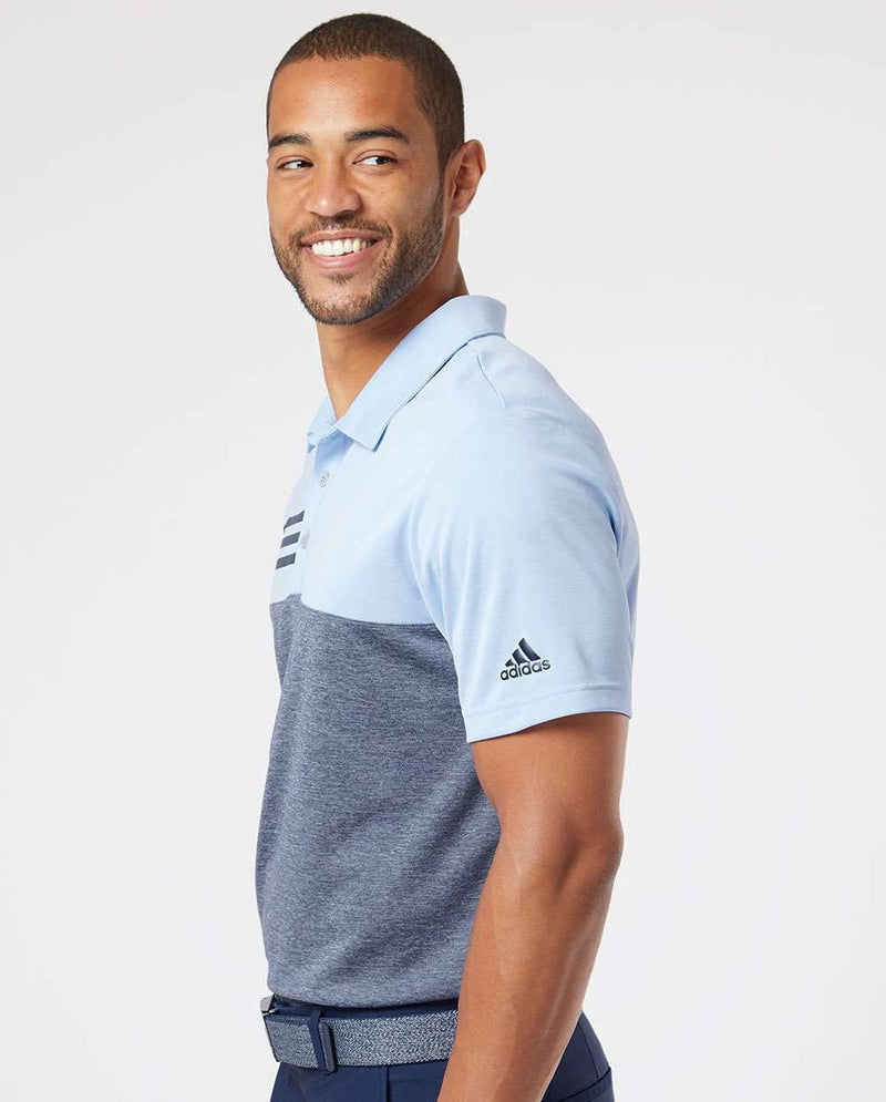 no-logo Adidas Heathered Colorblock 3-Stripes Sport Shirt-Men's Polos-Adidas-Thread Logic