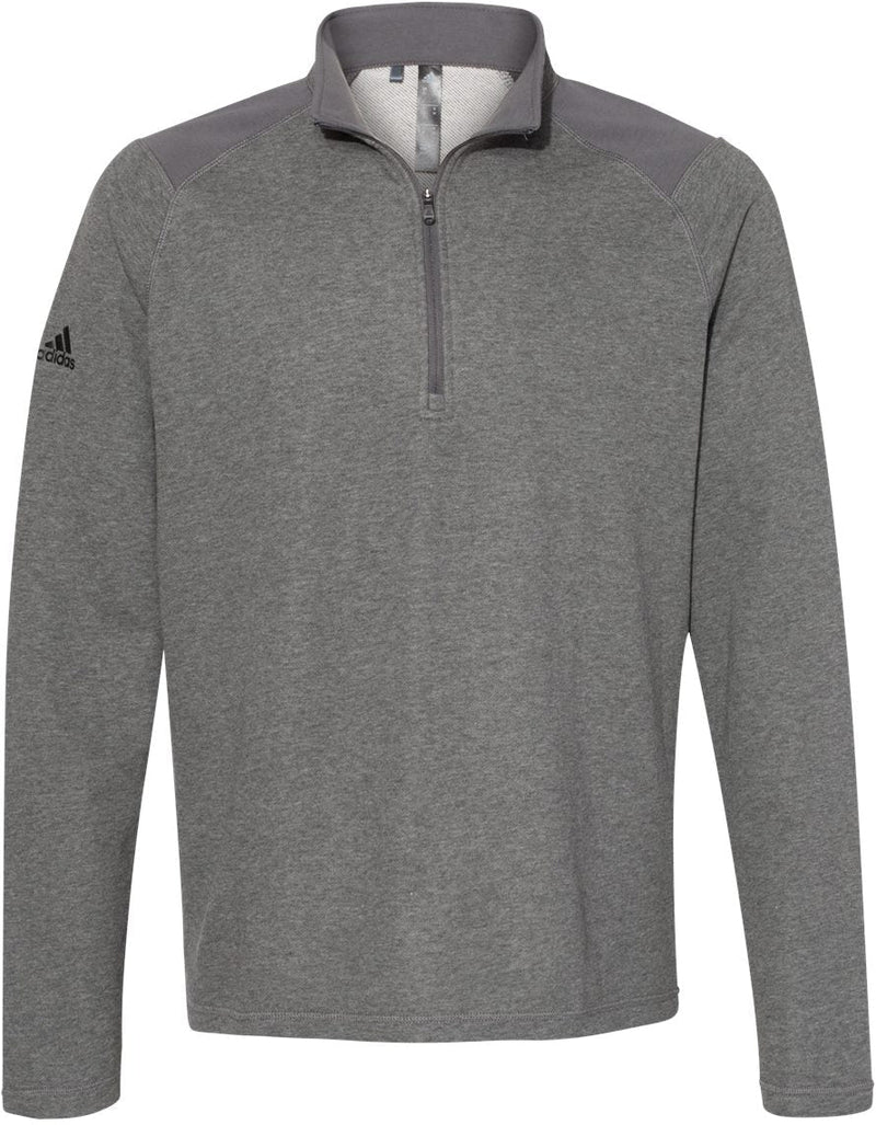 Adidas Heathered Quarter Zip Pullover with Colorblocked Shoulders