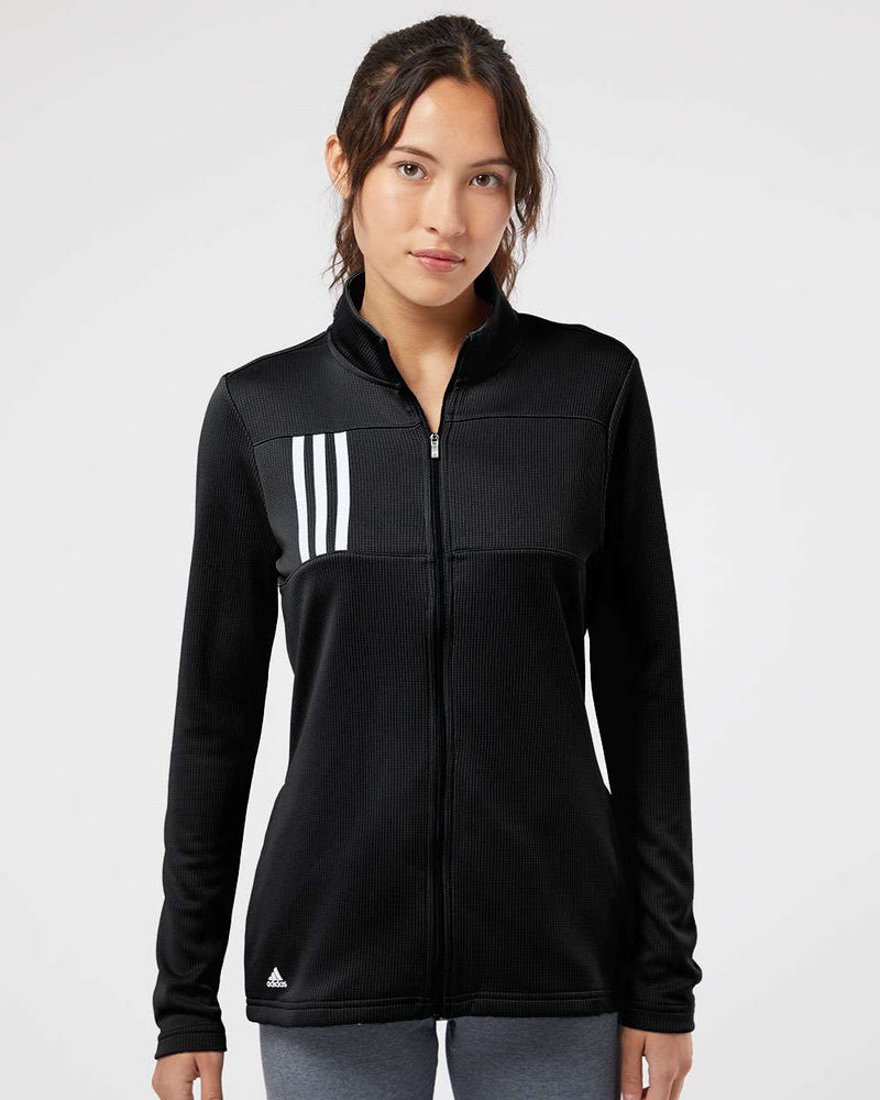 no-logo Adidas Ladies 3-Stripes Double Knit Full-Zip-Ladies Layering-Adidas-Thread Logic