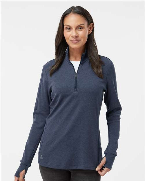 no-logo Adidas Ladies 3-Stripes Quarter-Zip Sweater-Apparel-Adidas-Thread Logic