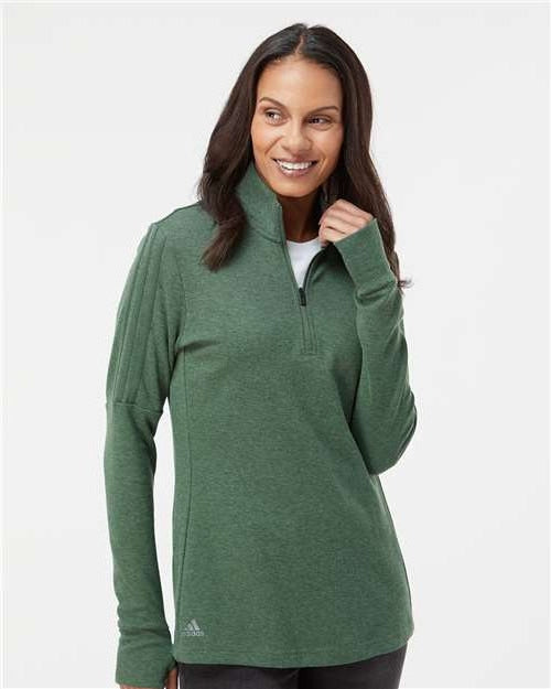 no-logo Adidas Ladies 3-Stripes Quarter-Zip Sweater-Apparel-Adidas-Thread Logic