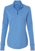 Adidas Ladies 3-Stripes Quarter-Zip Sweater-Apparel-Adidas-Focus Blue Melange-S-Thread Logic