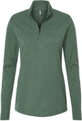 Adidas Ladies 3-Stripes Quarter-Zip Sweater-Apparel-Adidas-Green Oxide Melange-S-Thread Logic