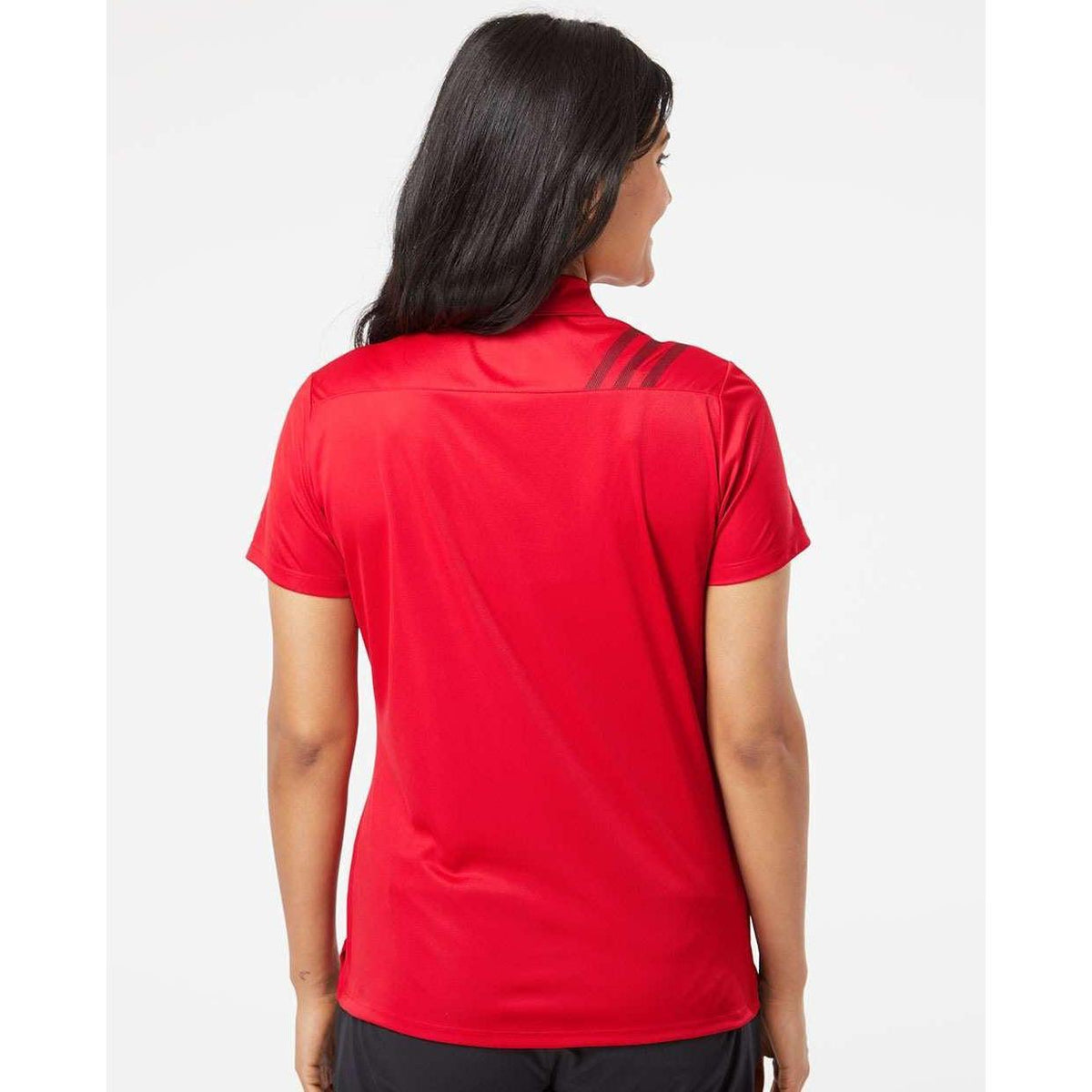 no-logo Adidas Women's 3-Stripes Shoulder Polo-Ladies Polos-Adidas-Thread Logic