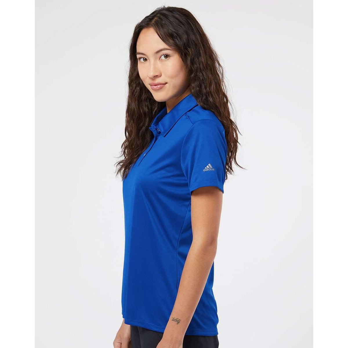 no-logo Adidas Women's 3-Stripes Shoulder Polo-Ladies Polos-Adidas-Thread Logic