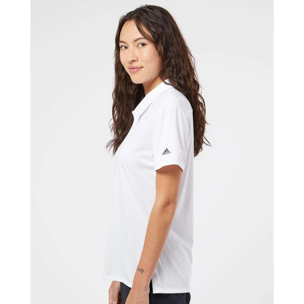 no-logo Adidas Women's 3-Stripes Shoulder Polo-Ladies Polos-Adidas-Thread Logic