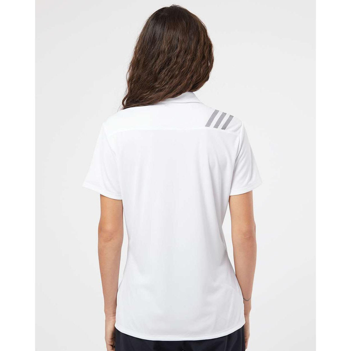 no-logo Adidas Women's 3-Stripes Shoulder Polo-Ladies Polos-Adidas-Thread Logic