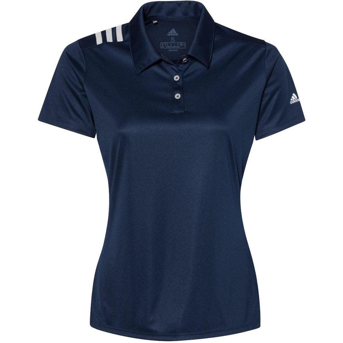 logo-left Adidas Women's 3-Stripes Shoulder Polo-Ladies Polos-Adidas-Collegiate Navy/White-S-Thread Logic