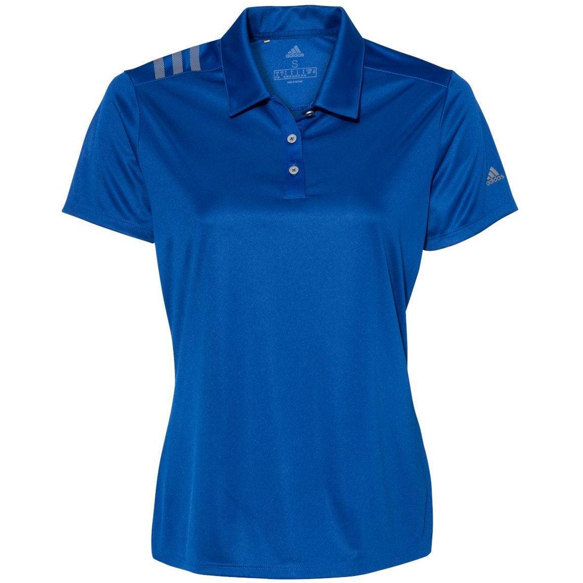 logo-left Adidas Women's 3-Stripes Shoulder Polo-Ladies Polos-Adidas-Collegiate Royal/Grey Three-S-Thread Logic