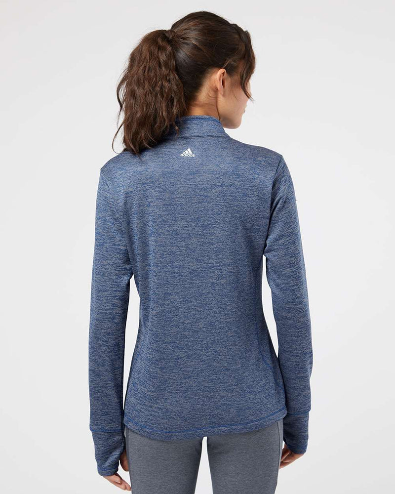 no-logo Adidas Ladies Brushed Terry Heathered QuarterZip Pullover-Ladies Layering-Adidas-Thread Logic