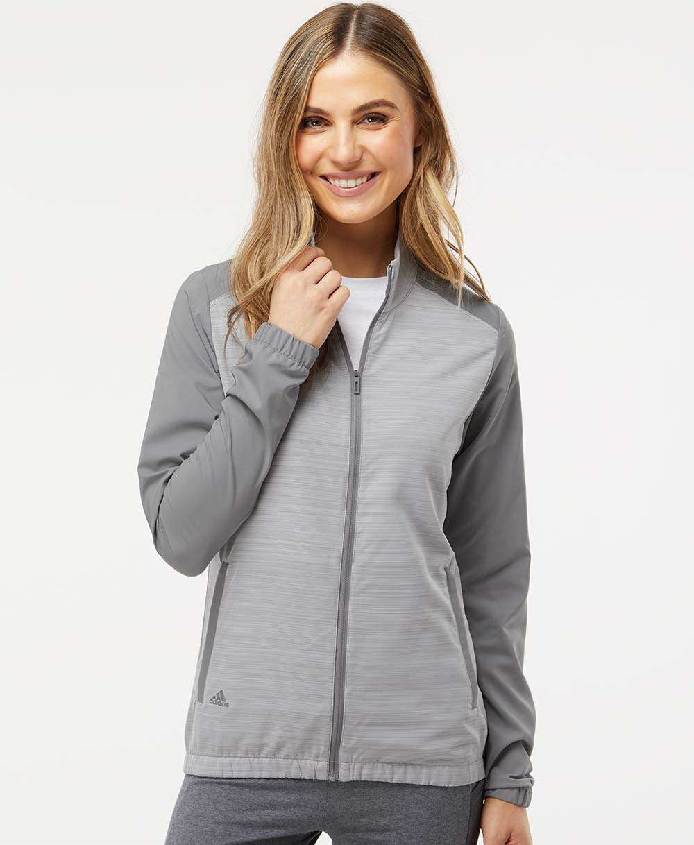no-logo Adidas Ladies Heather Block Full-Zip Wind Jacket-Outerwear-Adidas-Thread Logic