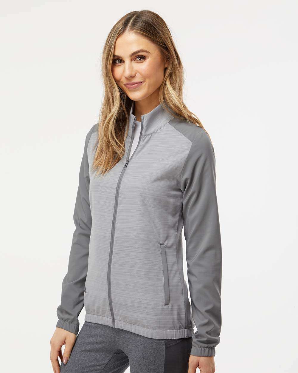 no-logo Adidas Ladies Heather Block Full-Zip Wind Jacket-Outerwear-Adidas-Thread Logic