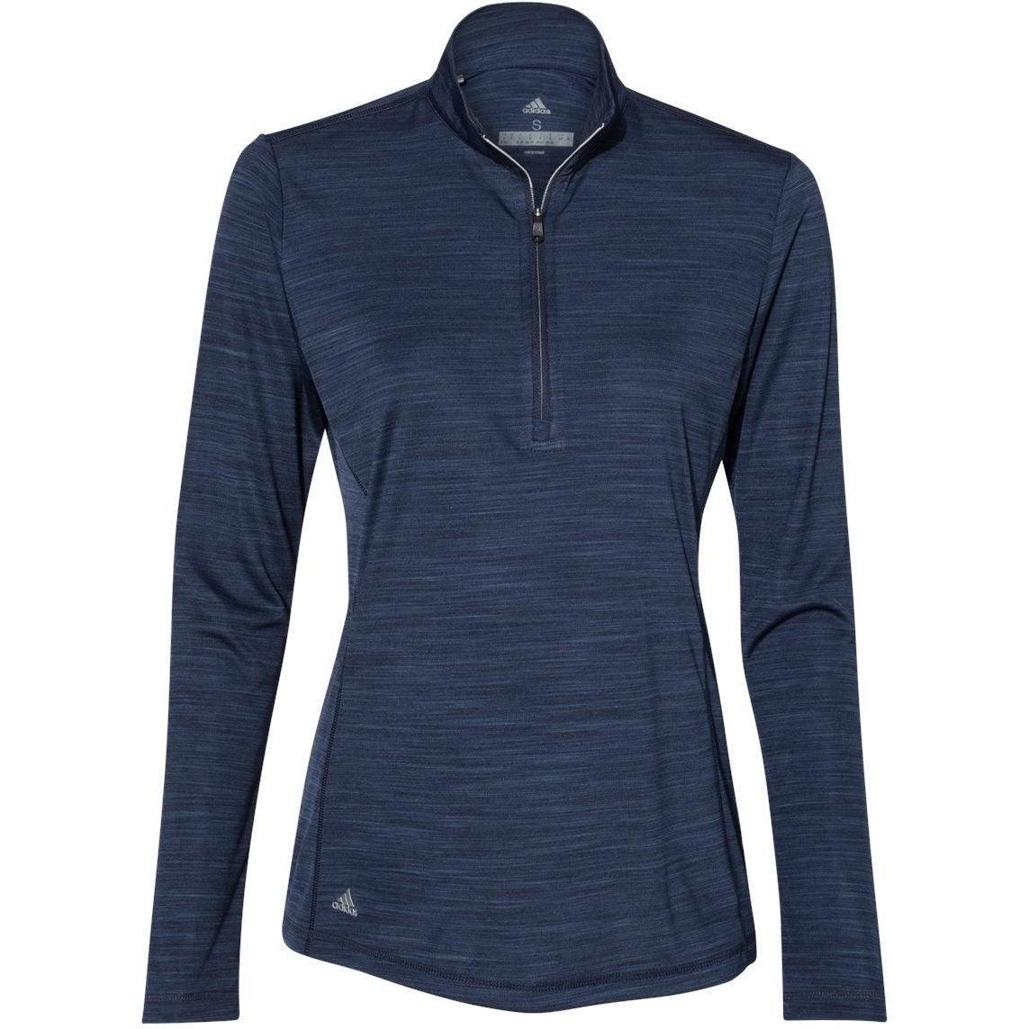 no-logo Adidas Women's Lightweight Mélange QuarterZip Pullover-Quarter Zips-Adidas-Collegiate Navy Melange-S-Thread Logic