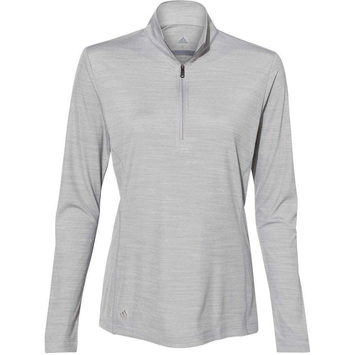 no-logo Adidas Women's Lightweight Mélange QuarterZip Pullover-Quarter Zips-Adidas-Mid Grey Melange-S-Thread Logic