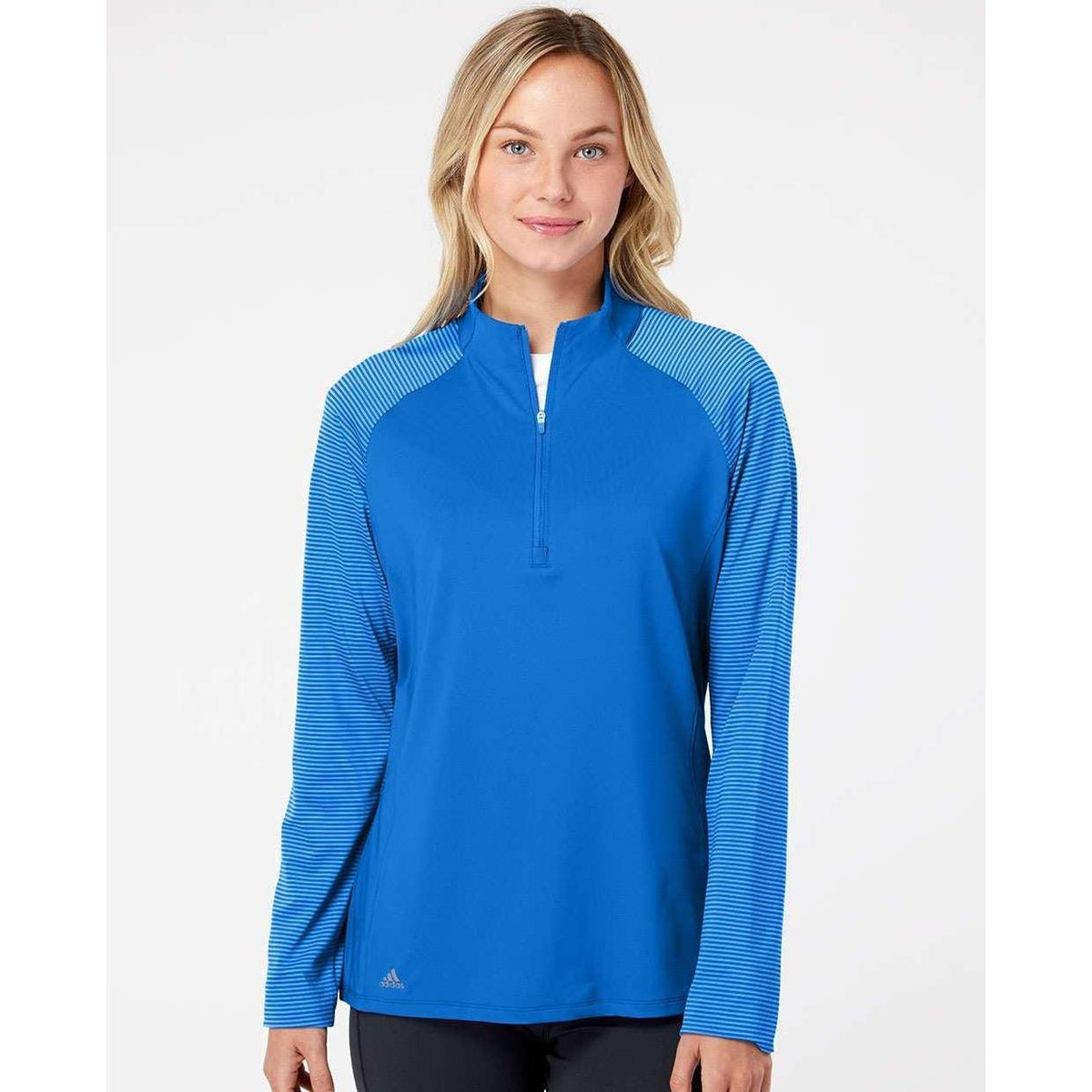 no-logo Adidas Ladies Stripe Block Quarter-Zip Pullover-Athletics-Adidas-Thread Logic