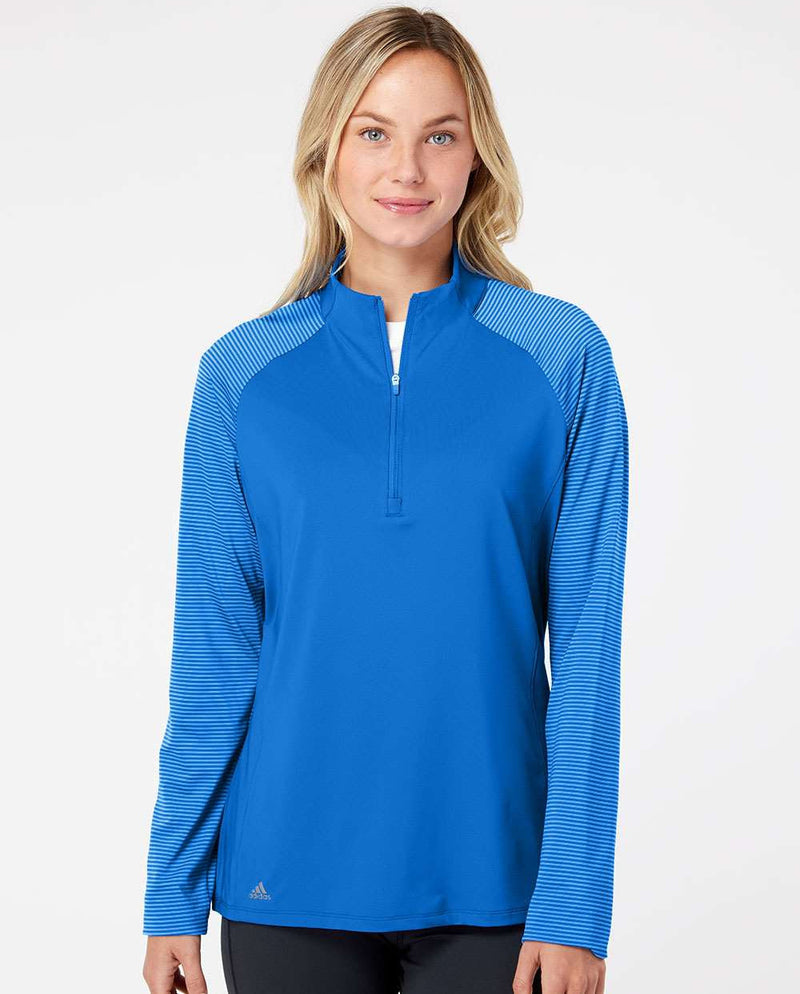 no-logo Adidas Ladies Stripe Block Quarter-Zip Pullover-Athletics-Adidas-Thread Logic