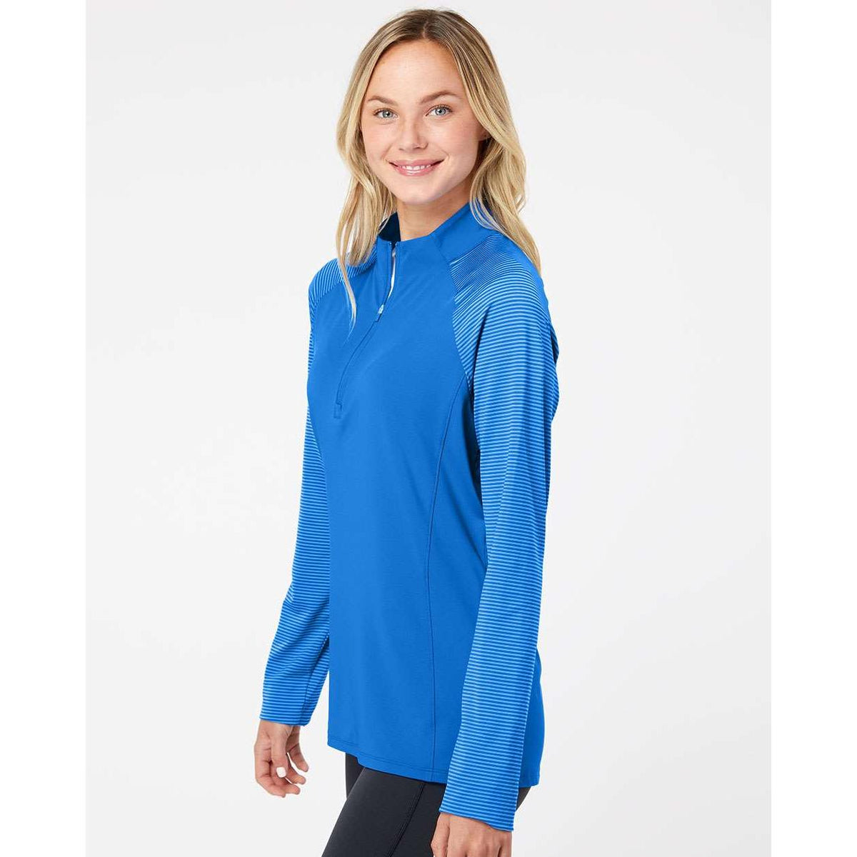 no-logo Adidas Ladies Stripe Block Quarter-Zip Pullover-Athletics-Adidas-Thread Logic