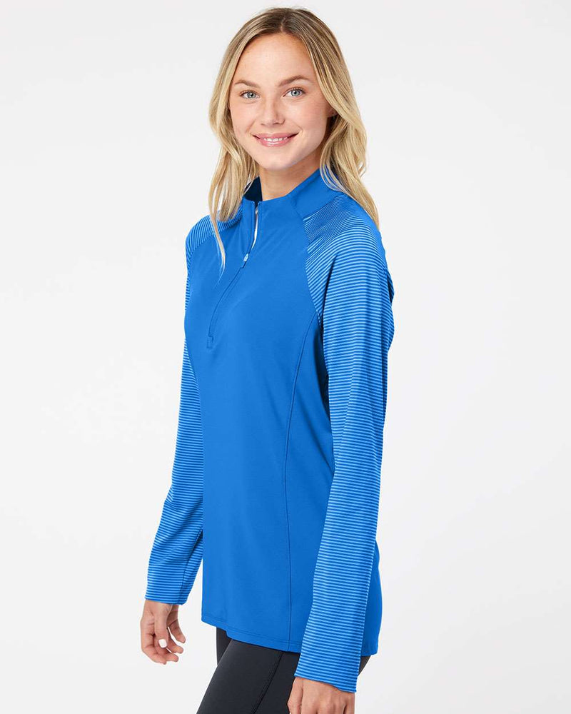 no-logo Adidas Ladies Stripe Block Quarter-Zip Pullover-Athletics-Adidas-Thread Logic