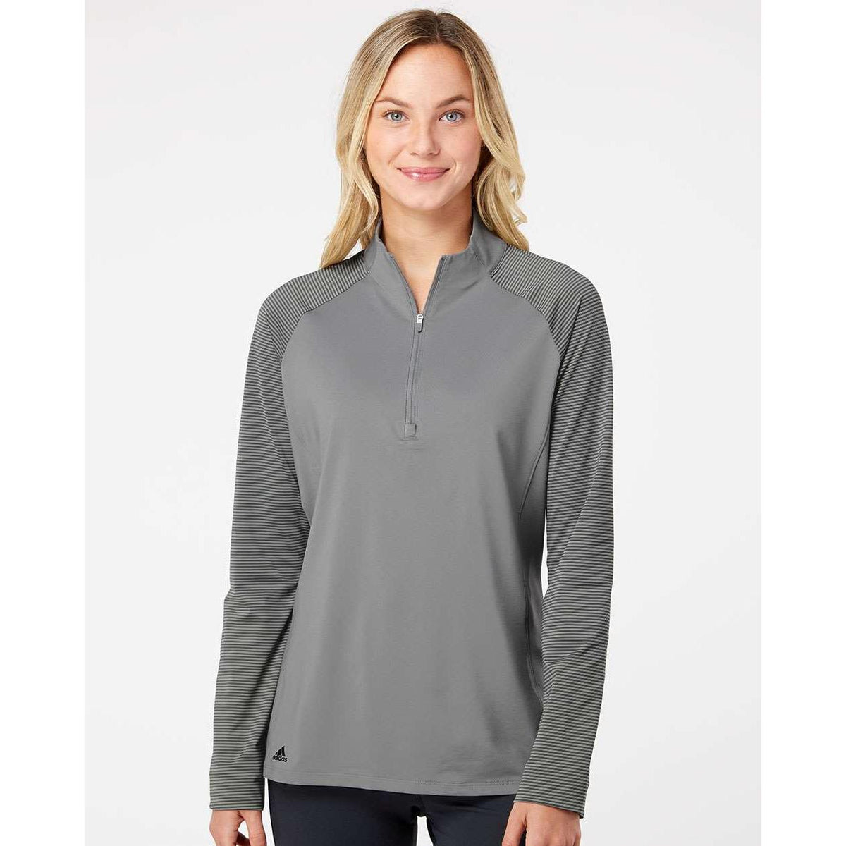 no-logo Adidas Ladies Stripe Block Quarter-Zip Pullover-Athletics-Adidas-Thread Logic