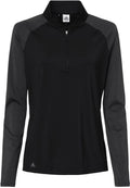 Adidas Ladies Stripe Block Quarter-Zip Pullover