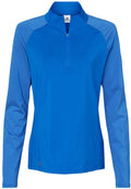 Adidas Ladies Stripe Block Quarter-Zip Pullover