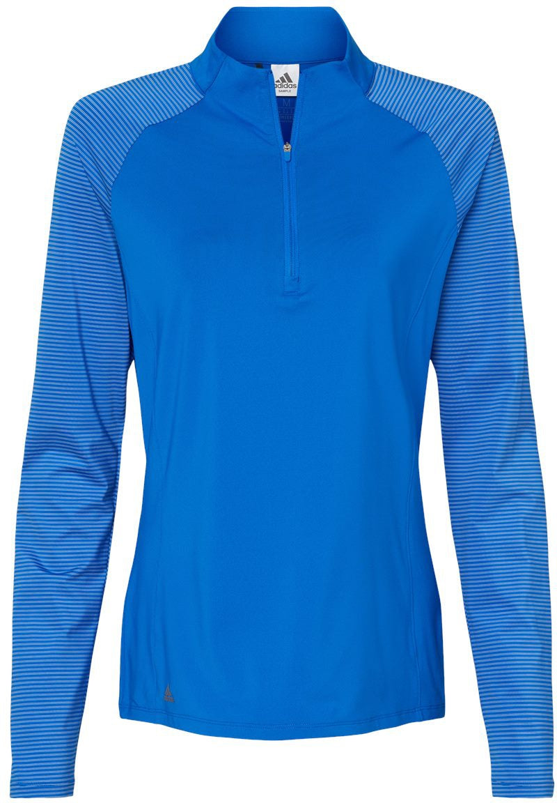 Adidas Ladies Stripe Block Quarter-Zip Pullover