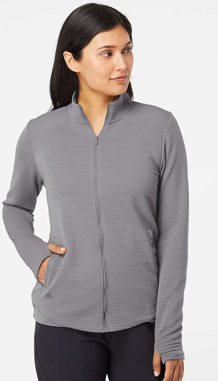 no-logo Adidas Ladies Textured Full-Zip Jacket-Fleece-Adidas-Thread Logic