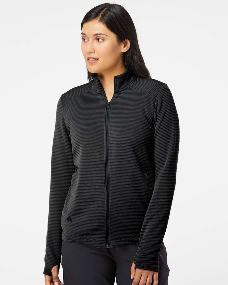 no-logo Adidas Ladies Textured Full-Zip Jacket-Fleece-Adidas-Thread Logic