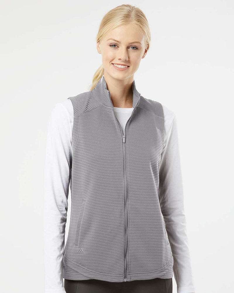 no-logo Adidas Ladies Textured Full-Zip Vest-Outerwear-Adidas-Thread Logic