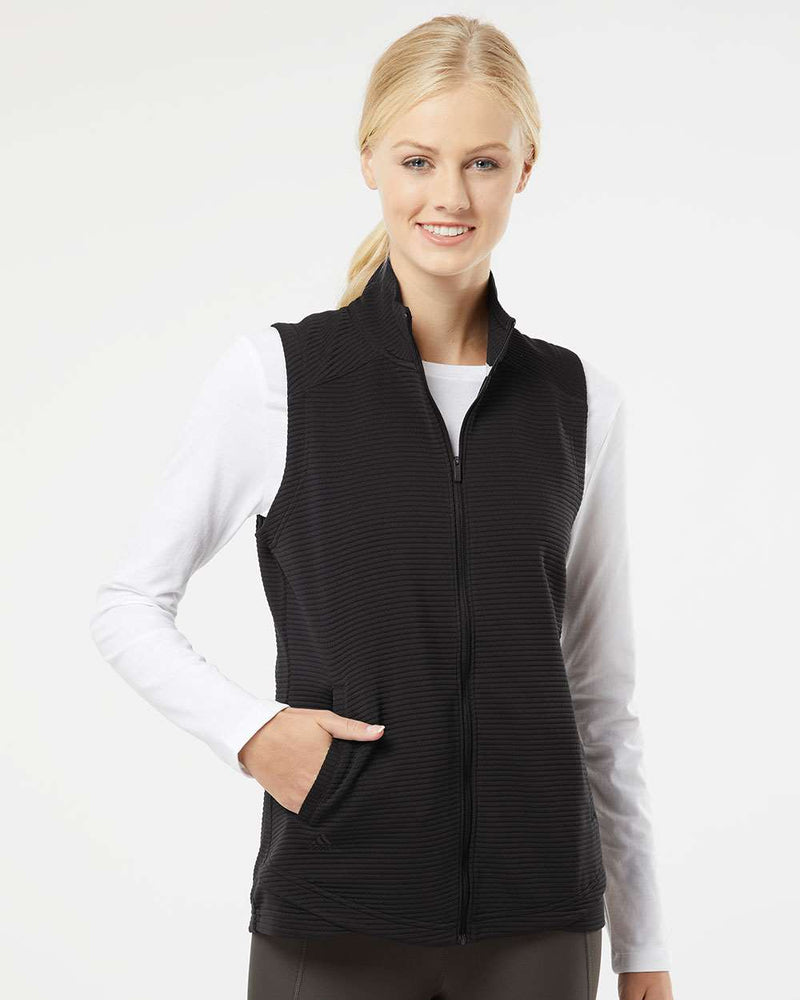 no-logo Adidas Ladies Textured Full-Zip Vest-Outerwear-Adidas-Thread Logic