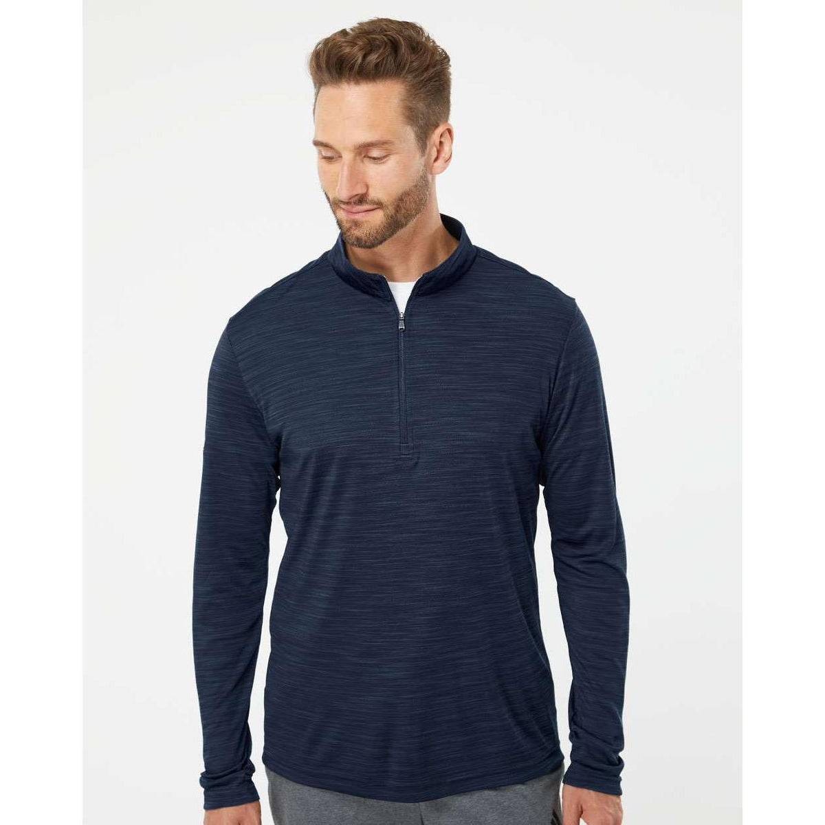 no-logo Adidas Lightweight Mélange QuarterZip Pullover-Quarter Zips-Adidas-Thread Logic