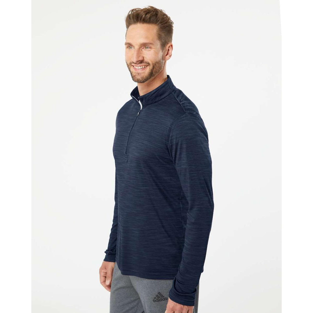 no-logo Adidas Lightweight Mélange QuarterZip Pullover-Quarter Zips-Adidas-Thread Logic
