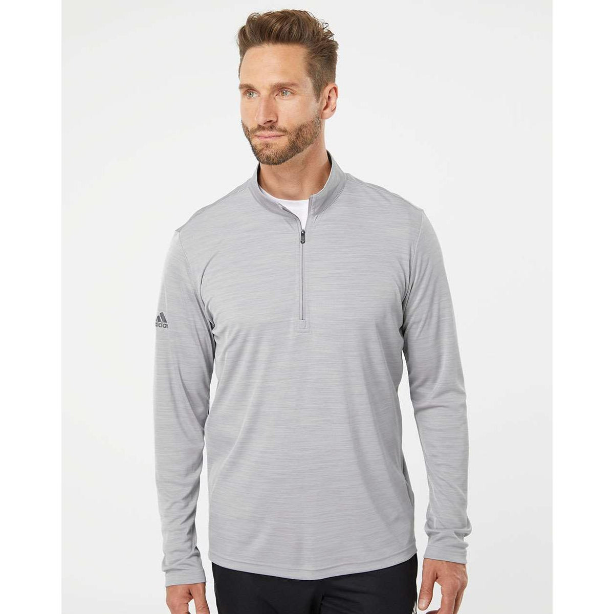 no-logo Adidas Lightweight Mélange QuarterZip Pullover-Quarter Zips-Adidas-Thread Logic