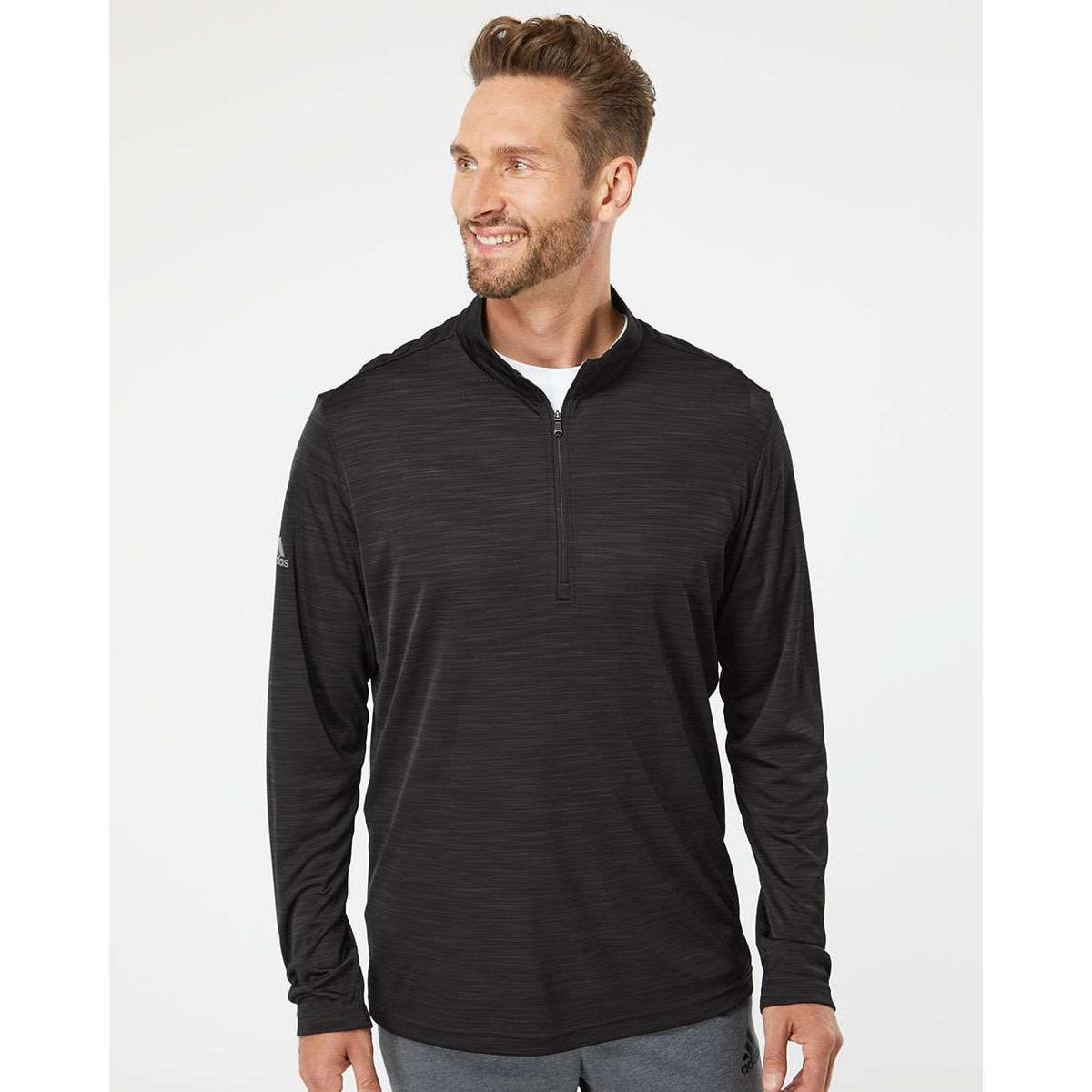 no-logo Adidas Lightweight Mélange QuarterZip Pullover-Quarter Zips-Adidas-Thread Logic