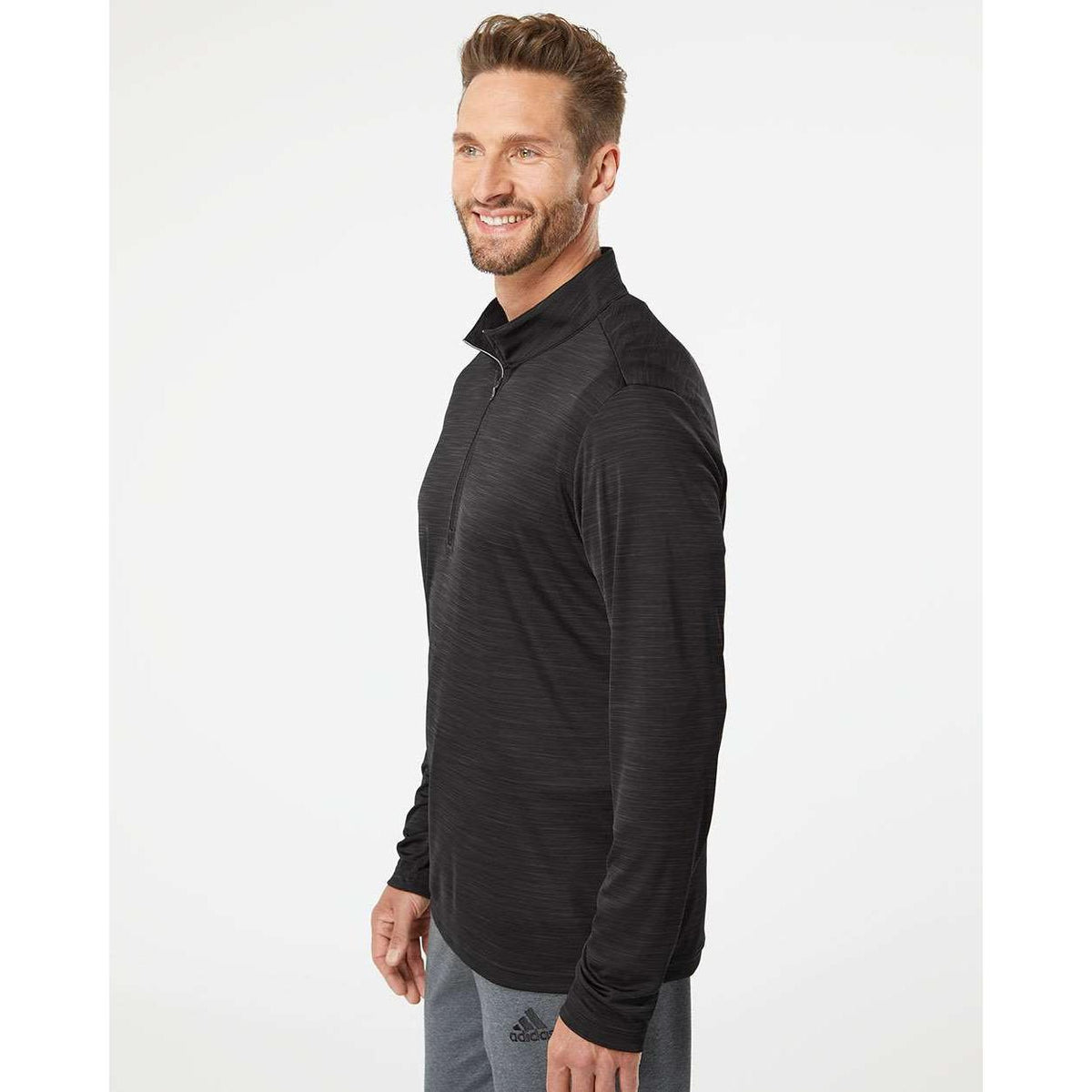 no-logo Adidas Lightweight Mélange QuarterZip Pullover-Quarter Zips-Adidas-Thread Logic