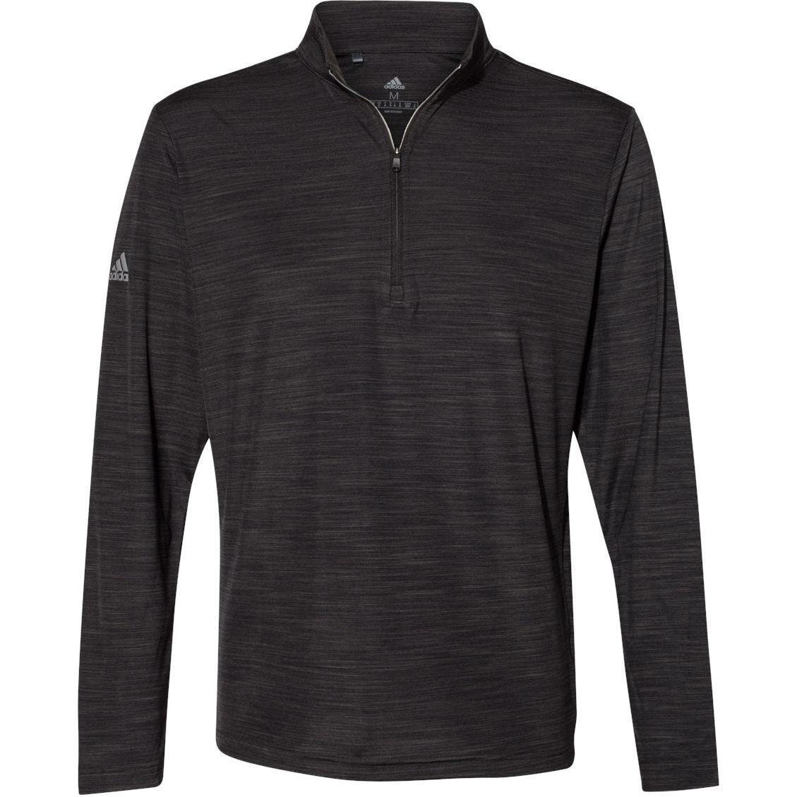no-logo Adidas Lightweight Mélange QuarterZip Pullover-Quarter Zips-Adidas-Black Melange-S-Thread Logic