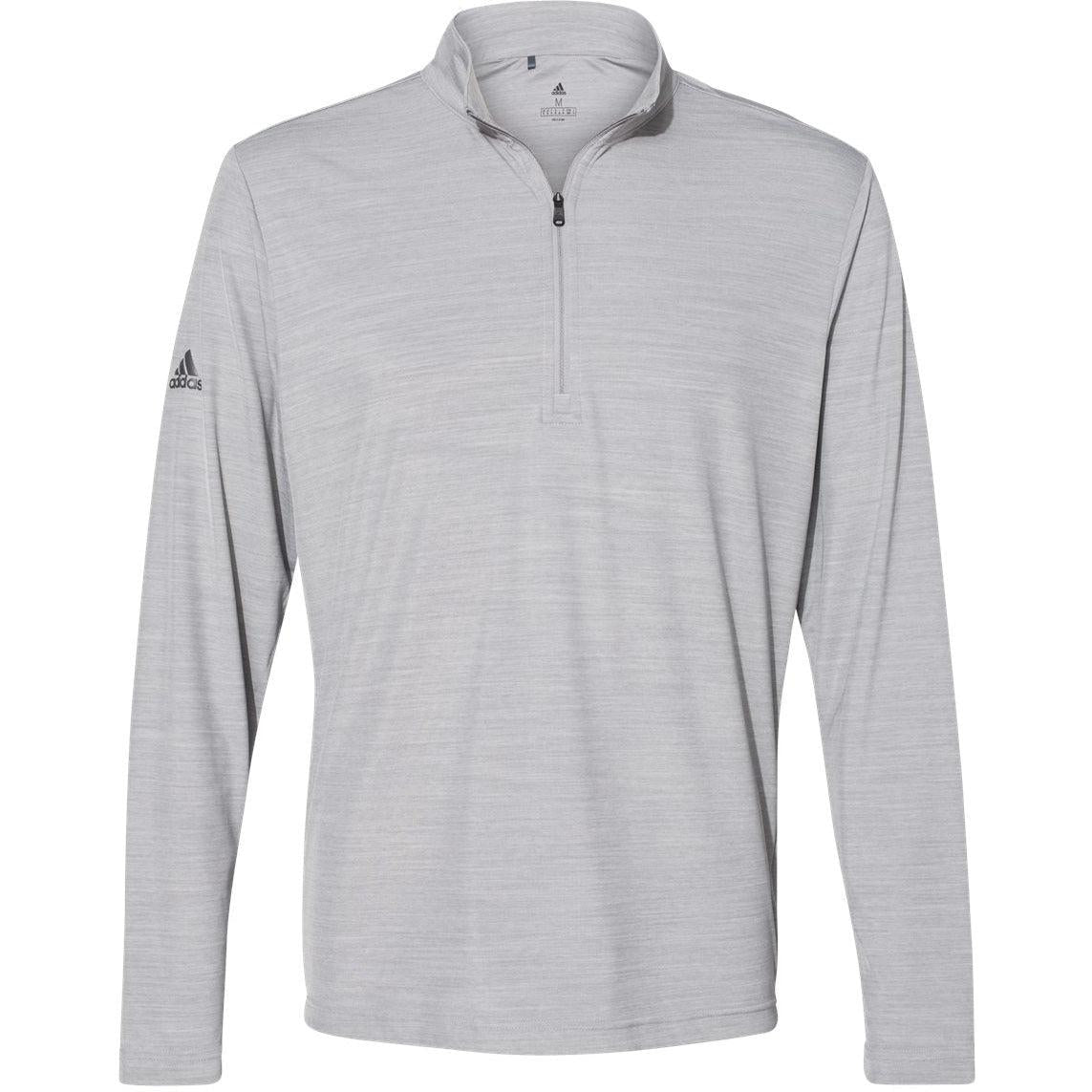 no-logo Adidas Lightweight Mélange QuarterZip Pullover-Quarter Zips-Adidas-Mid Grey Melange-S-Thread Logic