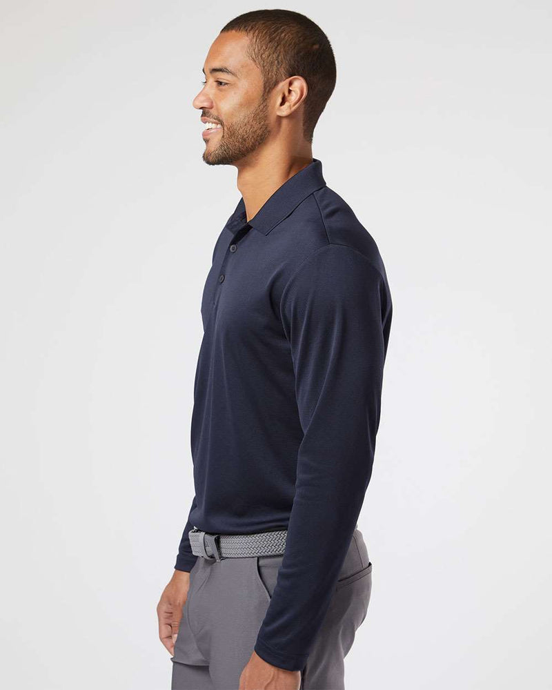 no-logo Adidas Long Sleeve Polo Shirt -Men's Polos-Adidas-Navy/White-4XL-Thread Logic