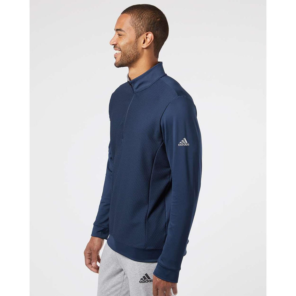 no-logo Adidas Performance Textured Quarter-Zip Pullover-Fleece-Adidas-Thread Logic