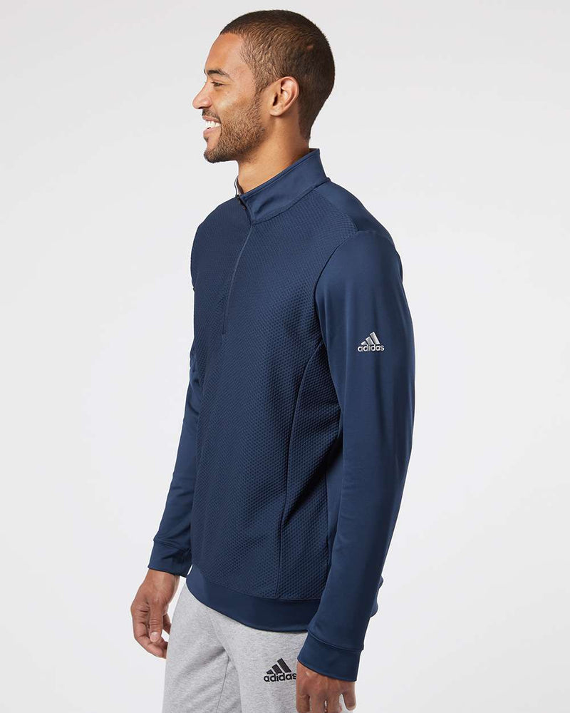no-logo Adidas Performance Textured Quarter-Zip Pullover-Fleece-Adidas-Thread Logic