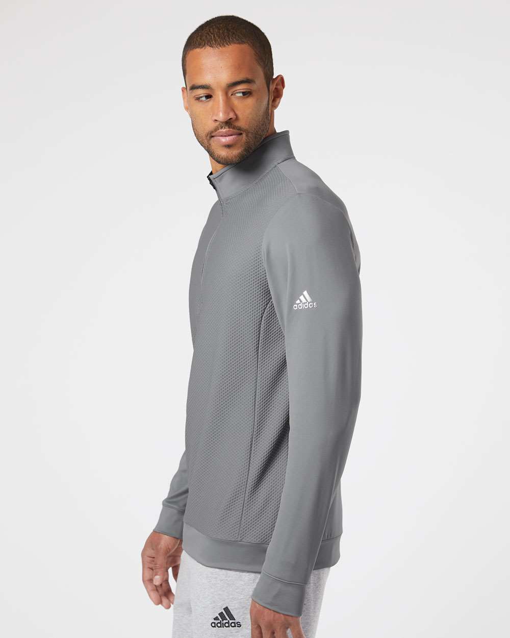 no-logo Adidas Performance Textured Quarter-Zip Pullover-Fleece-Adidas-Thread Logic