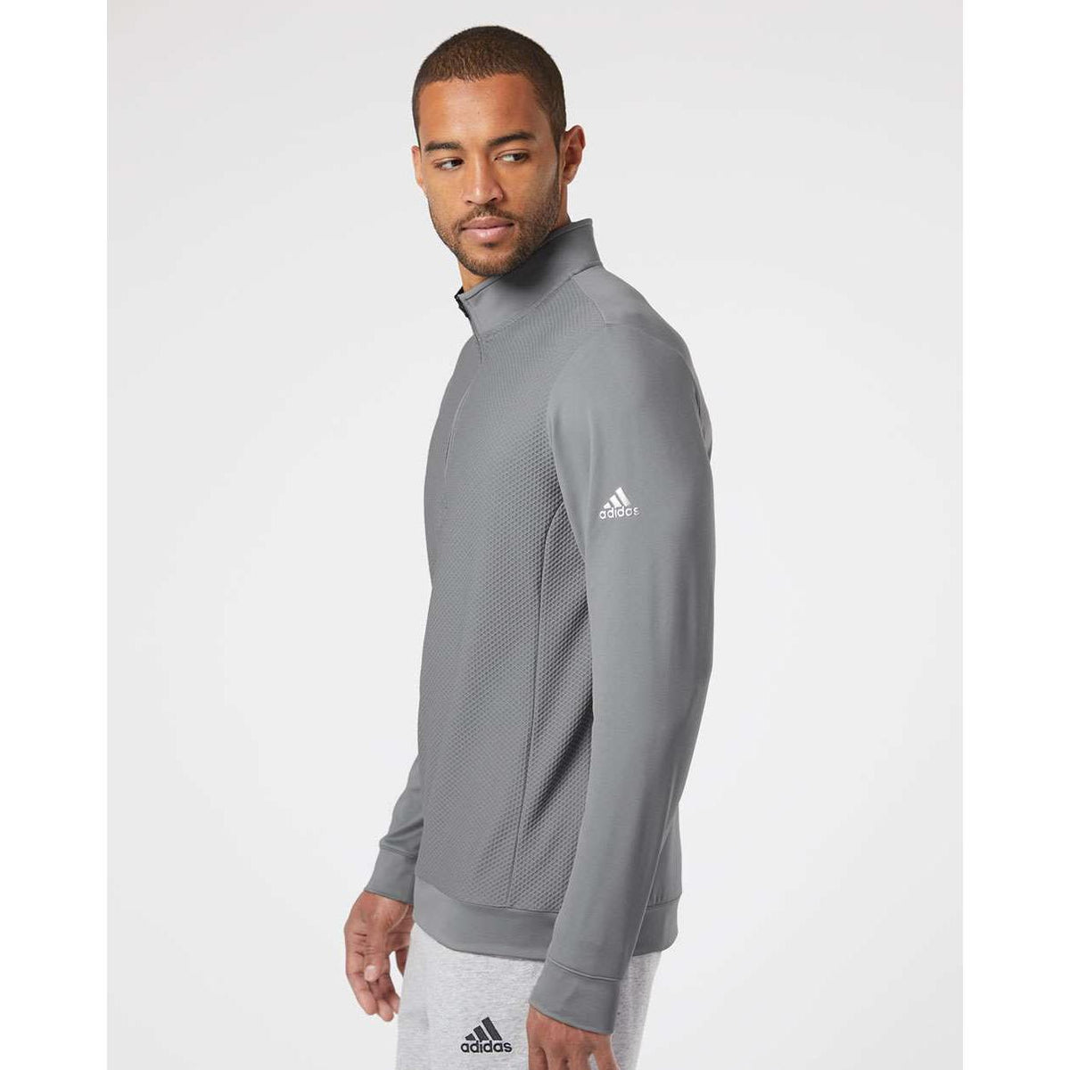 no-logo Adidas Performance Textured Quarter-Zip Pullover-Fleece-Adidas-Thread Logic