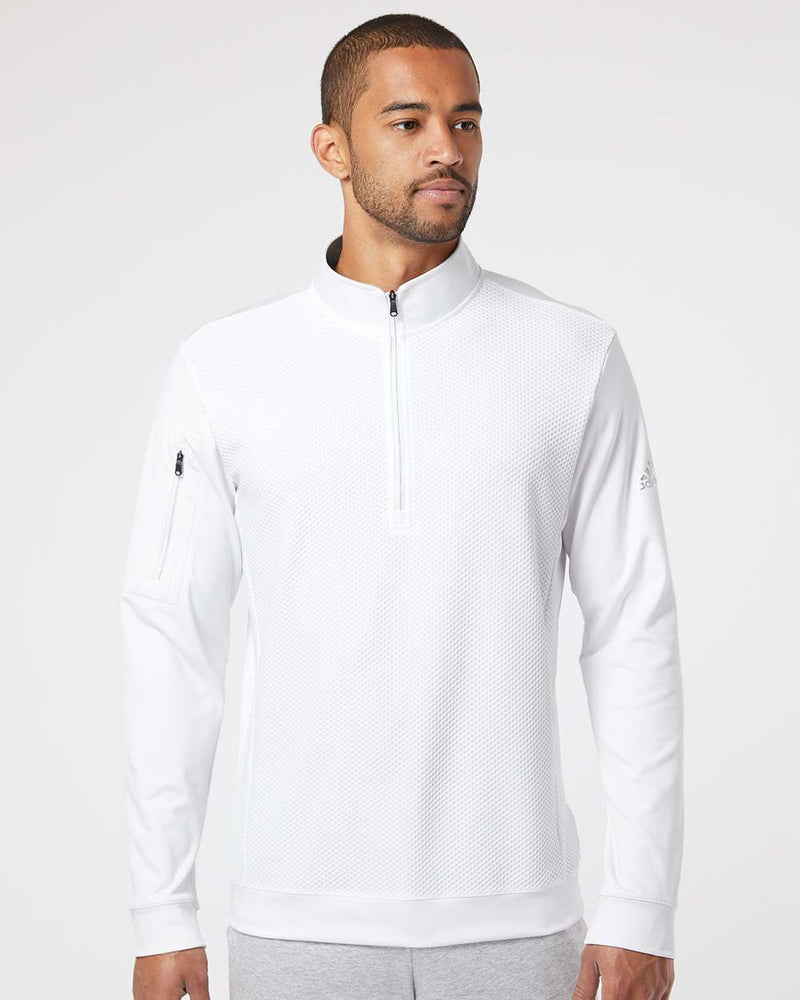 no-logo Adidas Performance Textured Quarter-Zip Pullover-Fleece-Adidas-Thread Logic