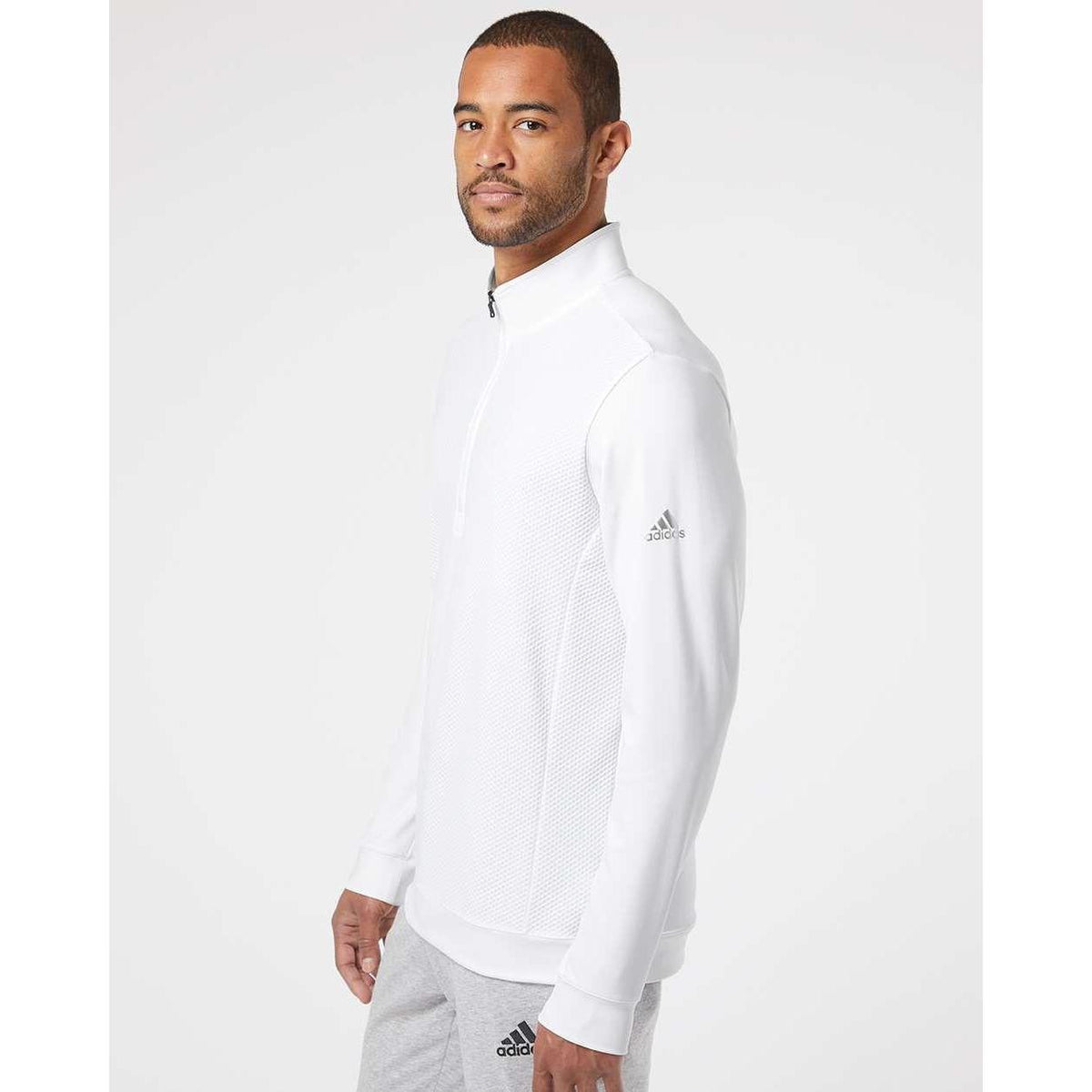 no-logo Adidas Performance Textured Quarter-Zip Pullover-Fleece-Adidas-Thread Logic