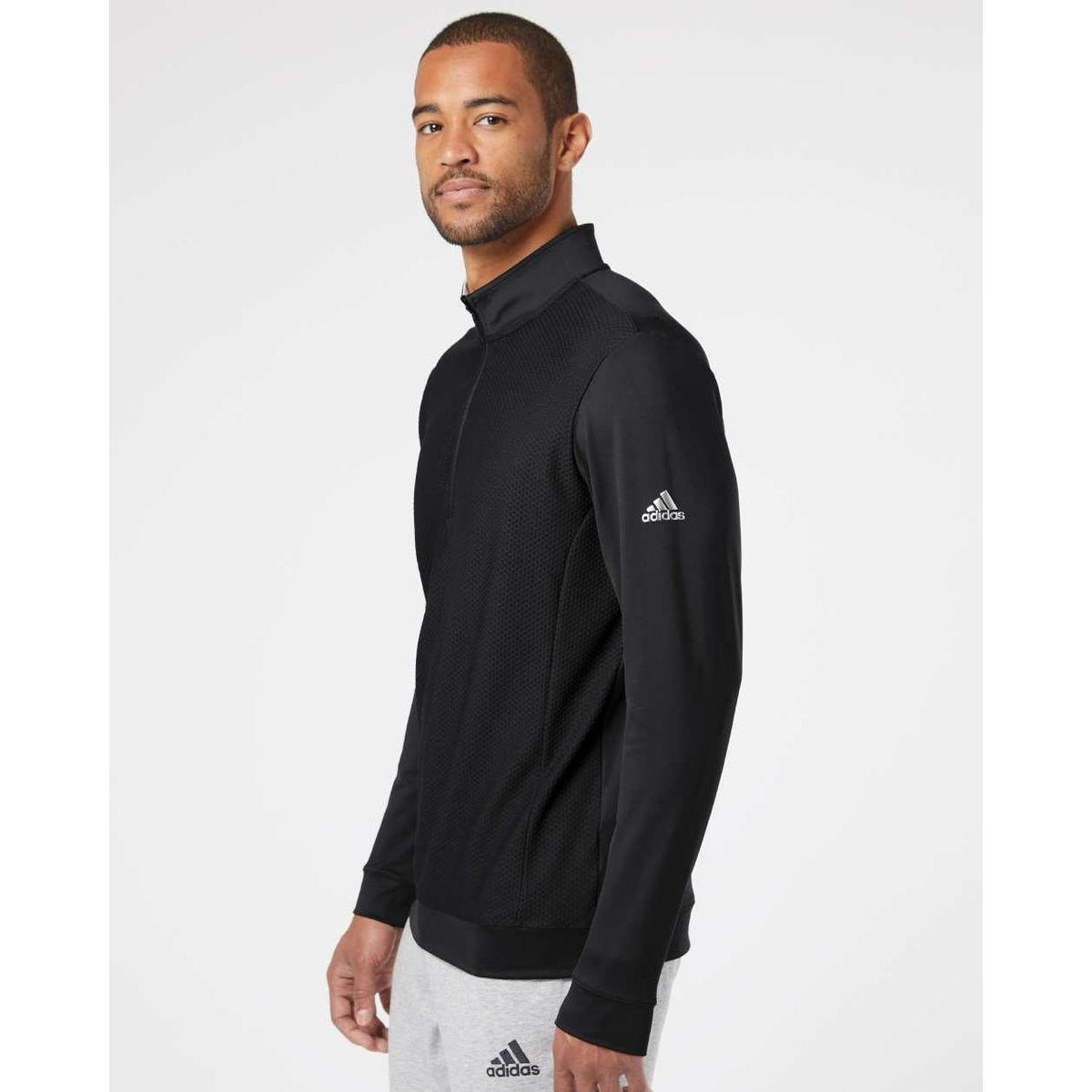 no-logo Adidas Performance Textured Quarter-Zip Pullover-Fleece-Adidas-Thread Logic