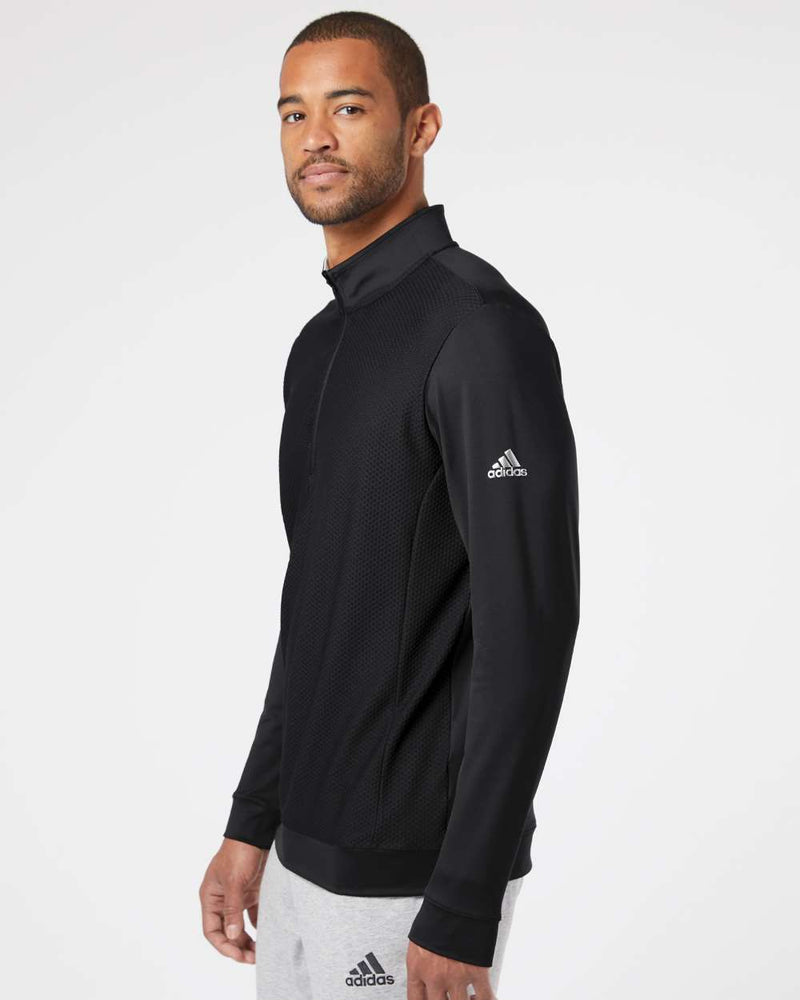 no-logo Adidas Performance Textured Quarter-Zip Pullover-Fleece-Adidas-Thread Logic