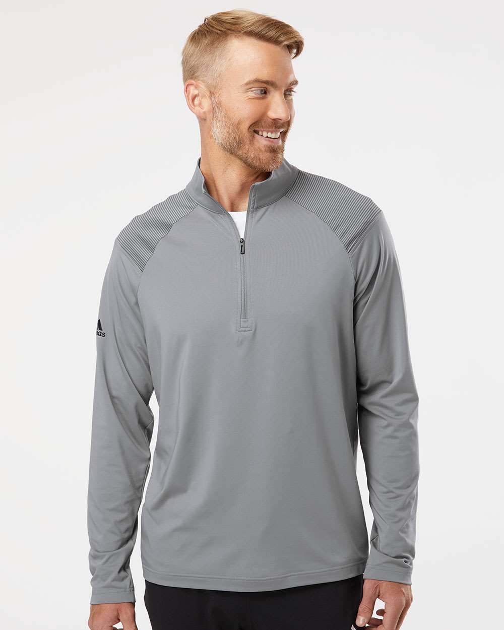 no-logo Adidas Shoulder Stripe Quarter-Zip Pullover-Athletics-Adidas-Thread Logic
