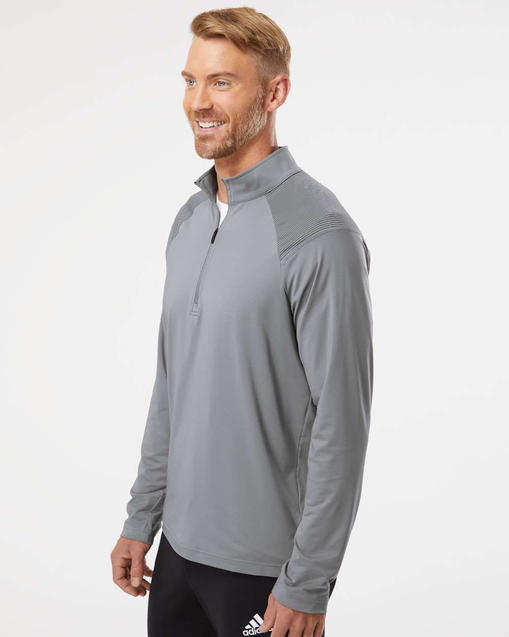 no-logo Adidas Shoulder Stripe Quarter-Zip Pullover-Athletics-Adidas-Thread Logic
