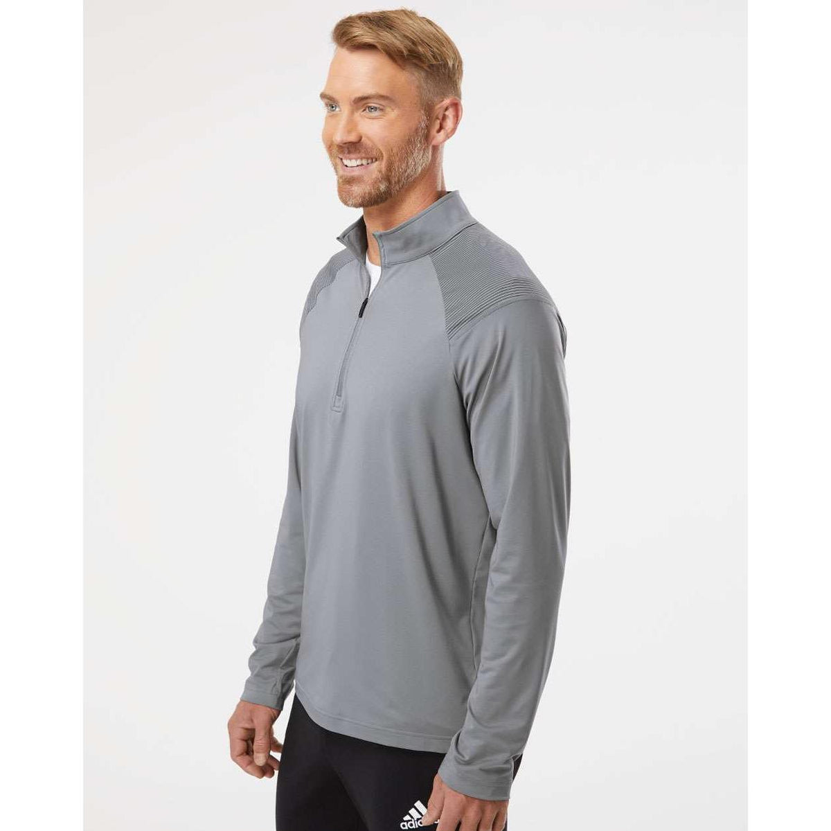no-logo Adidas Shoulder Stripe Quarter-Zip Pullover-Athletics-Adidas-Thread Logic